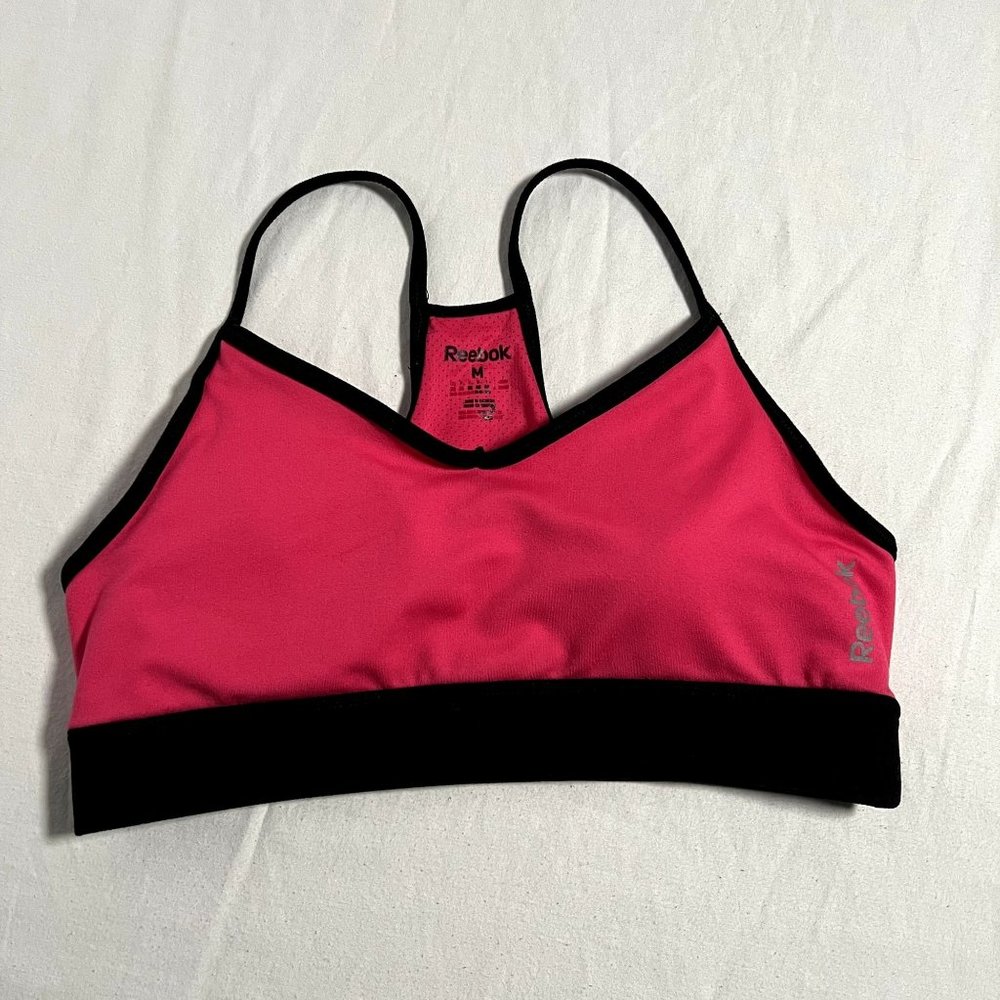 Reebok SportsBra Wmn's Medium Pink/Black Sports Gym Spandex Ladies Lightweight